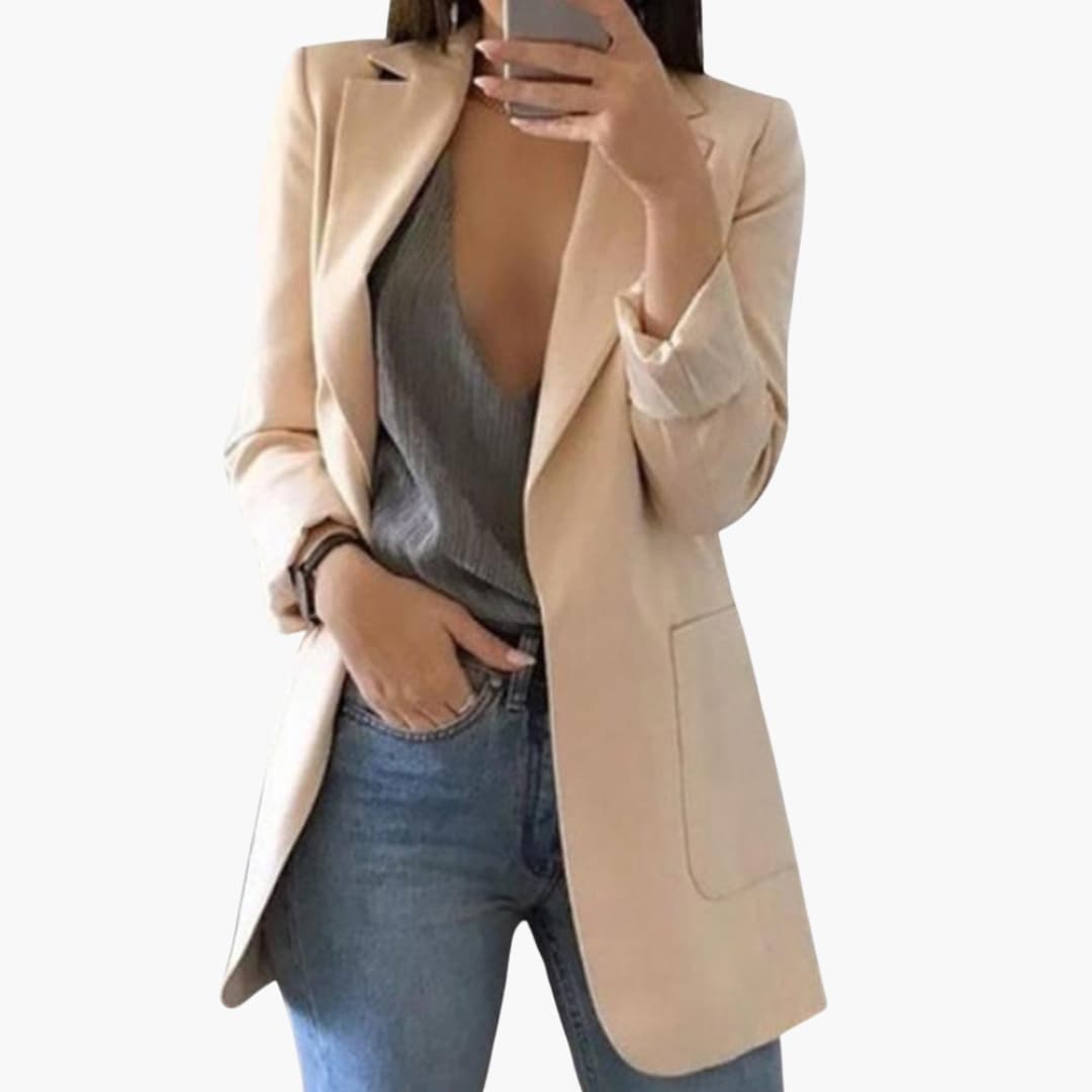 Smart structured front-pocket blazer for women -9