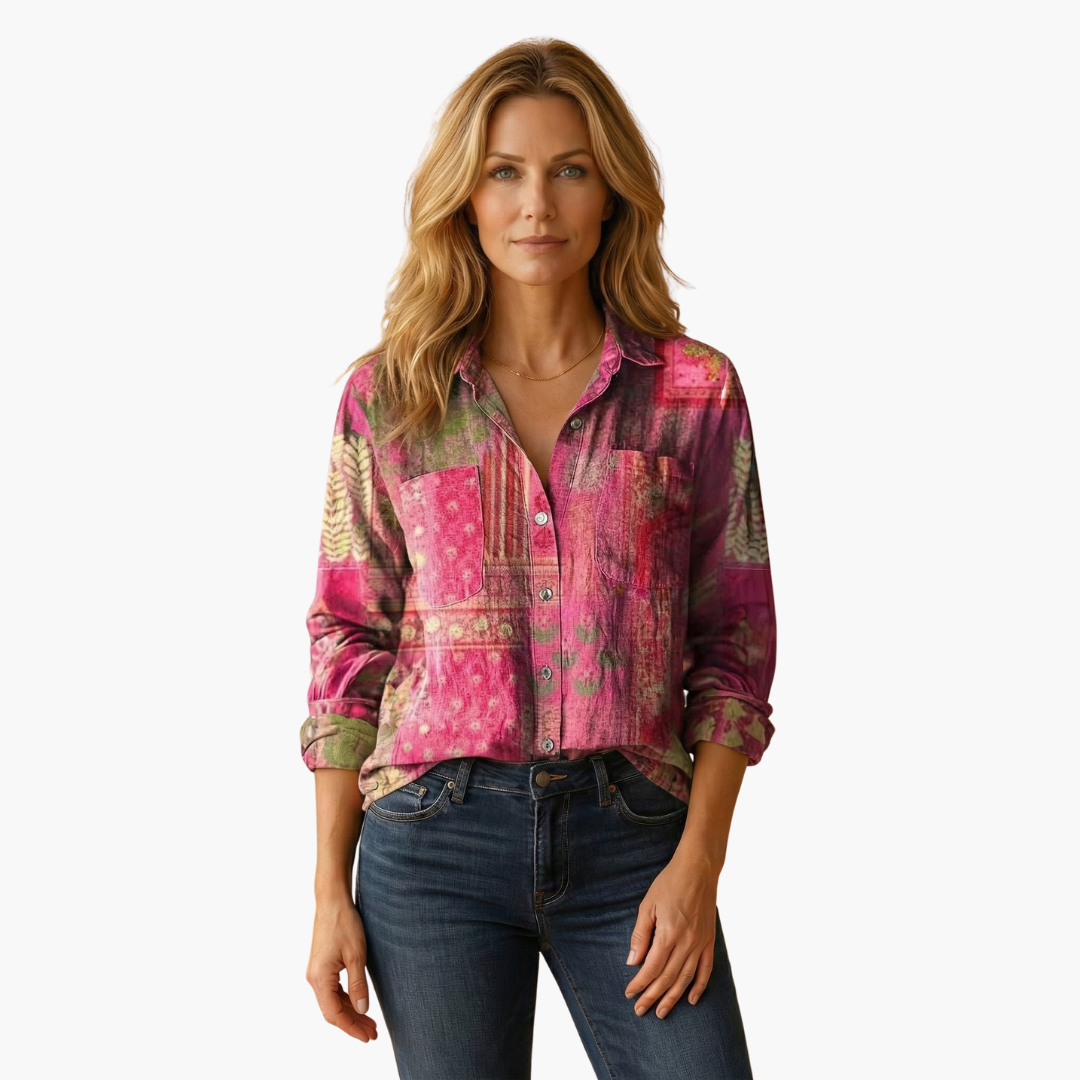 Classic button-down collared shirt for women -12
