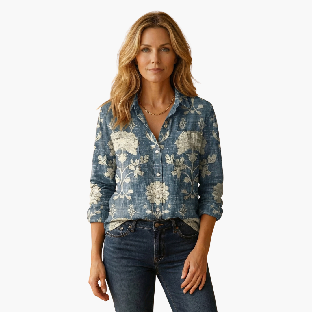 Classic button-down collared shirt for women -10