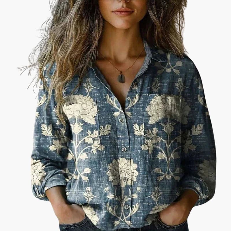 Classic button-down collared shirt for women -9