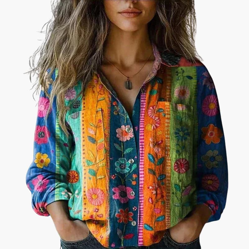 Classic button-down collared shirt for women -13