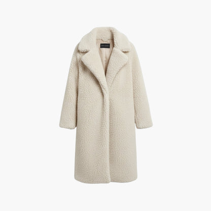 Long wide-collar teddy coat for women -1