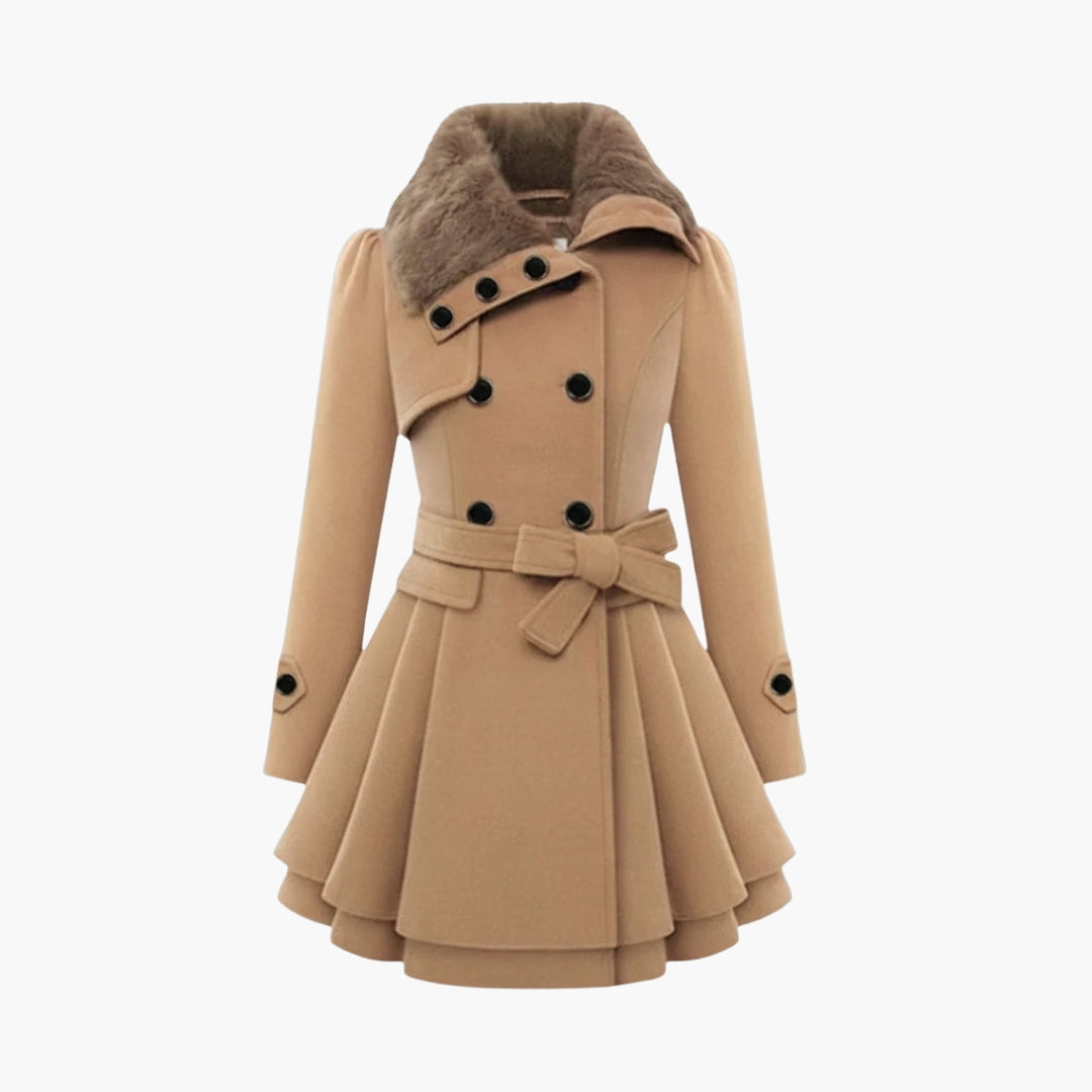 Elegant belted button-up winter coat for women | Liora Belle