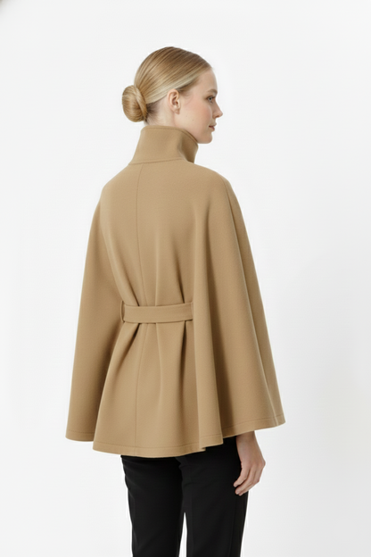 Relaxed high-collar belted wool coat for women | Ivanna -13