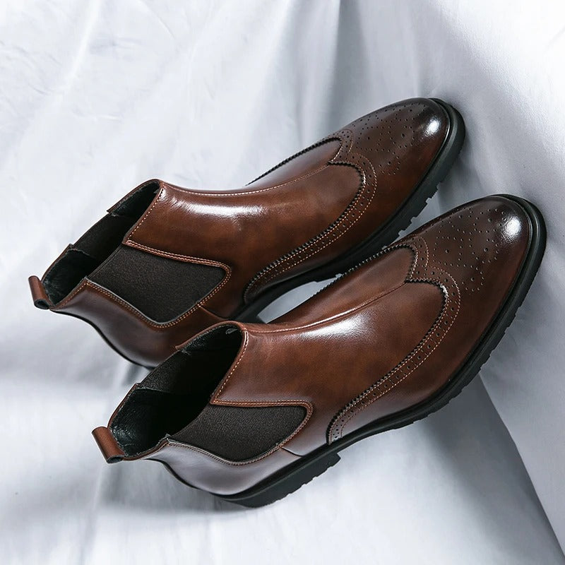 Classic leather brogue chelsea boots for men | Alden -2