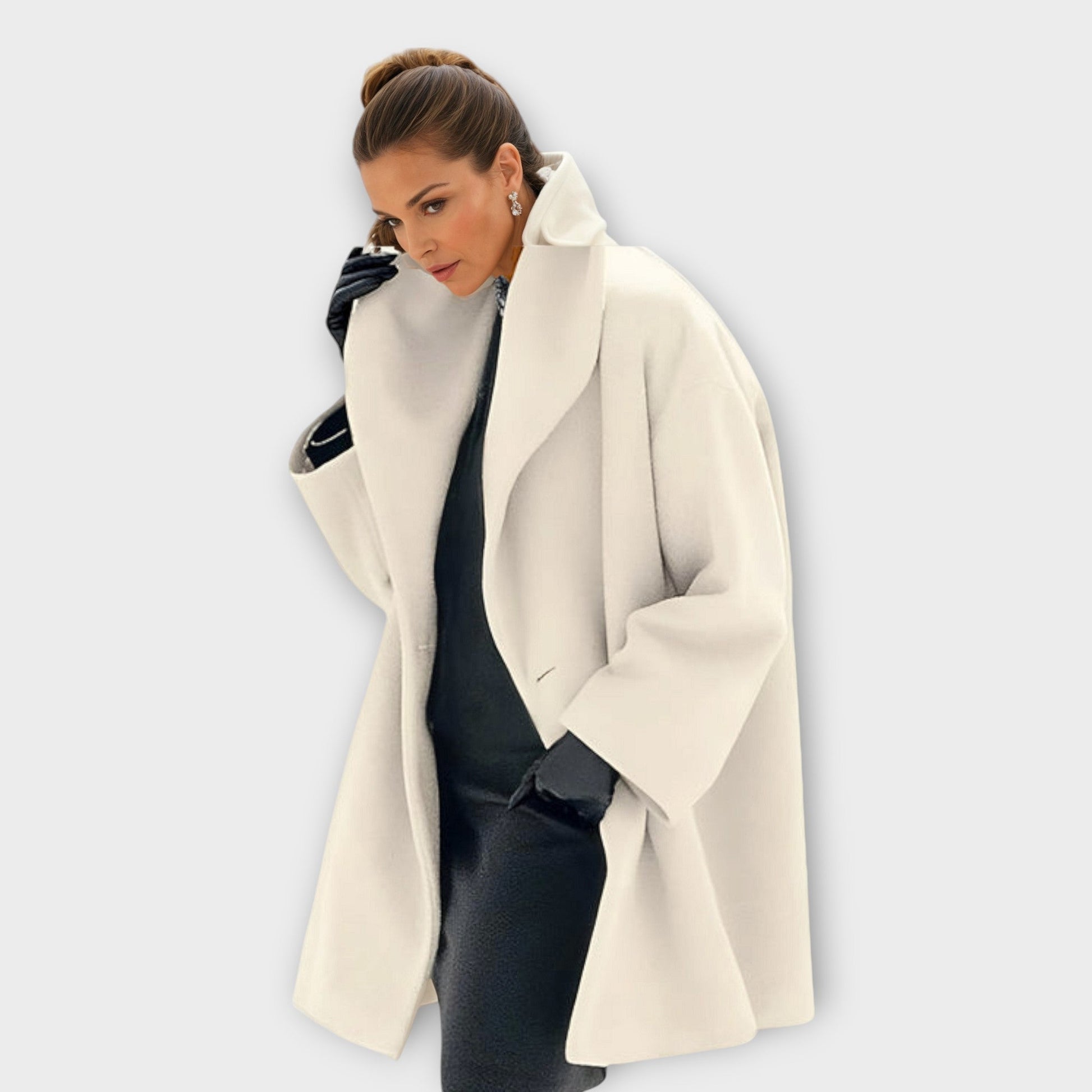 Oversized hooded thigh-length coat for women -7