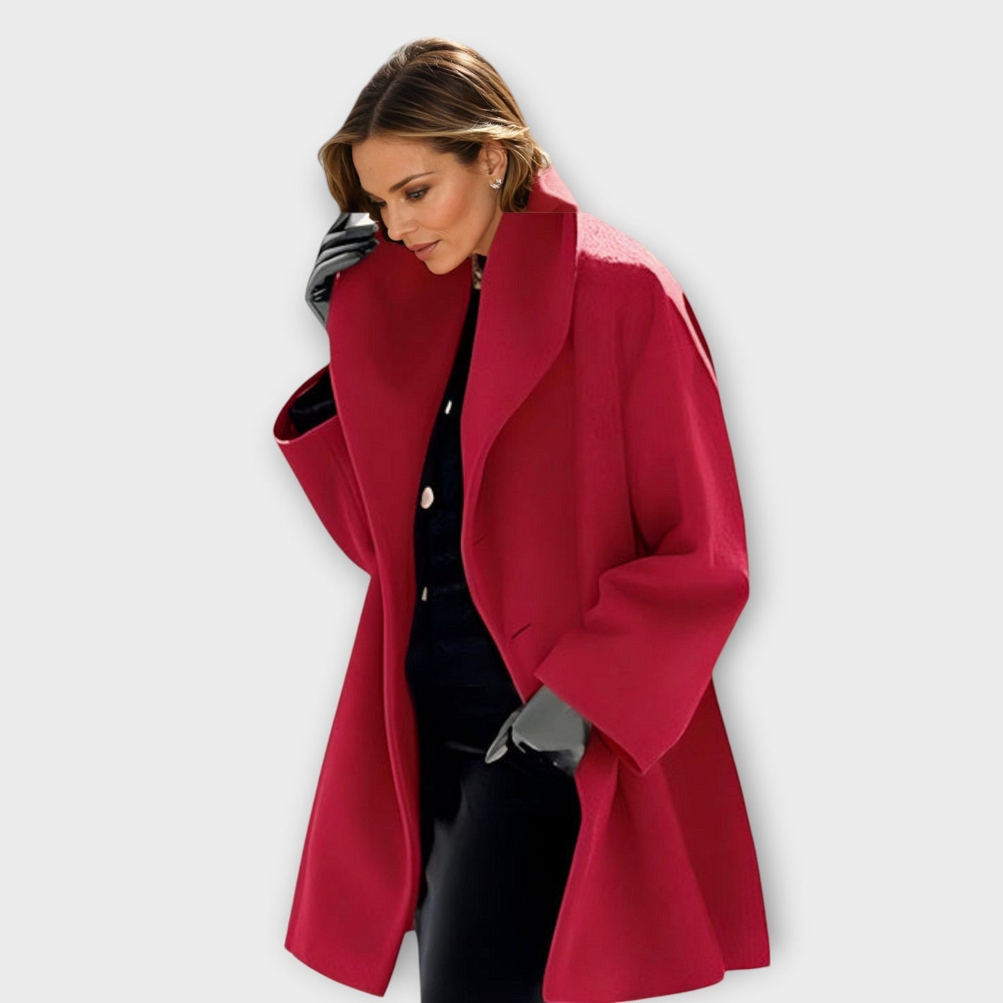 Oversized hooded thigh-length coat for women -3