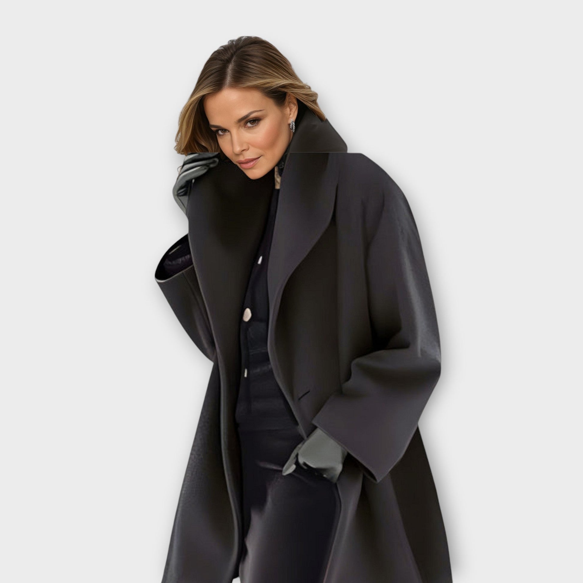 Oversized hooded thigh-length coat for women -4