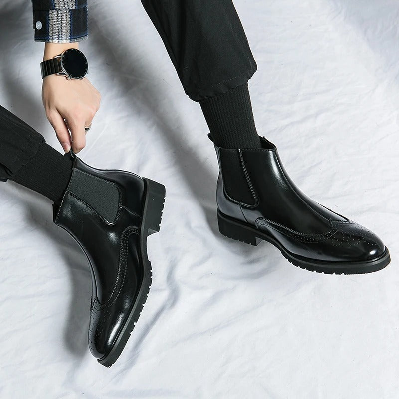 Classic leather brogue chelsea boots for men | Alden -21