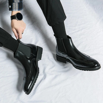Classic leather brogue chelsea boots for men | Alden -21