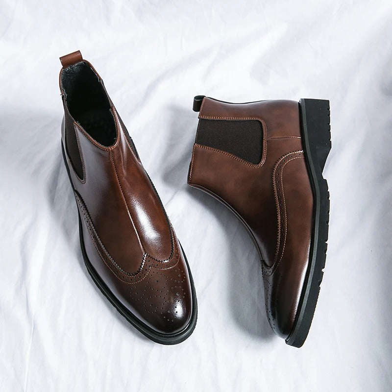 Classic leather brogue chelsea boots for men | Alden -4