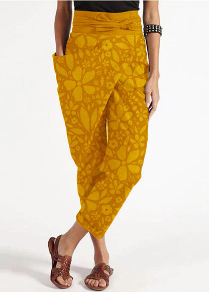 High-waist asymmetrical harem summer trousers for women -8