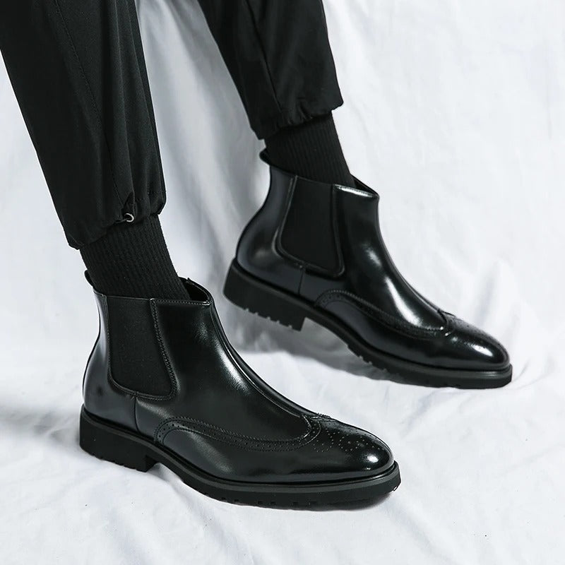 Classic leather brogue chelsea boots for men | Alden -20