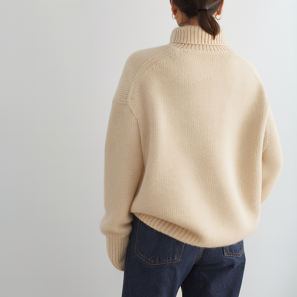 Soft high-neck oversized knit sweater for women | Casvian Élan