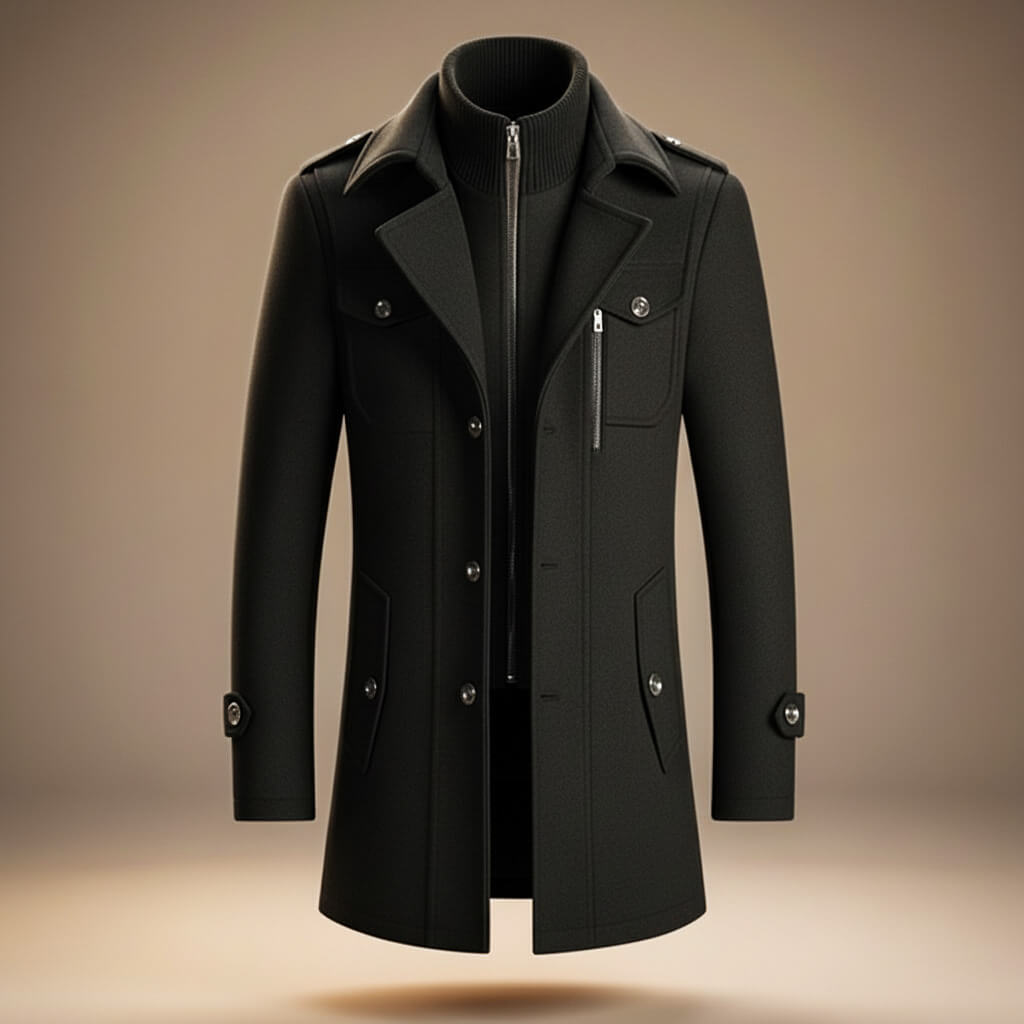 Refined classic virgin wool overcoat for men | Marco -6