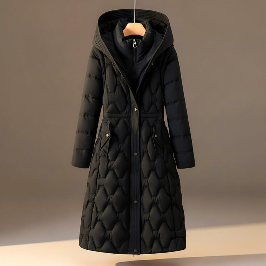 Warm lightweight hooded quilted coat for women | Lauren -3