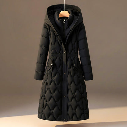 Warm lightweight hooded quilted coat for women | Lauren -3