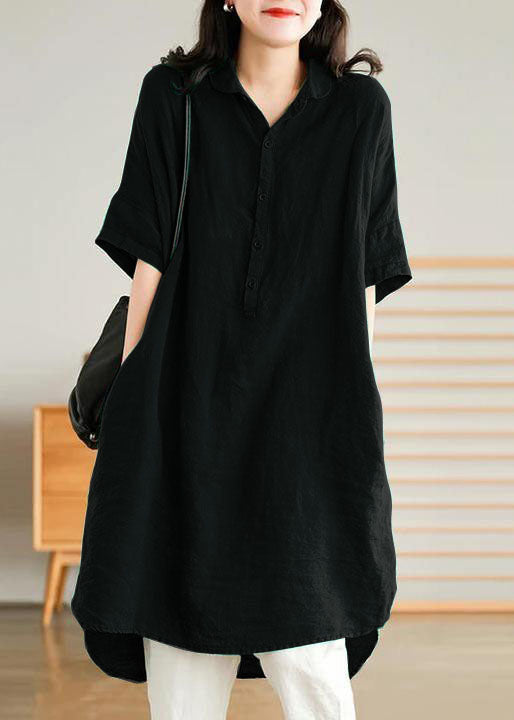 Casual linen shirt dress for women | Jade Green -3