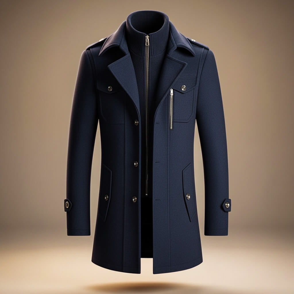 Refined classic virgin wool overcoat for men | Marco -3