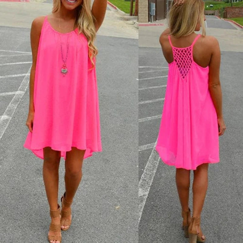 Sleeveless chiffon beach cover-up dress for women -5