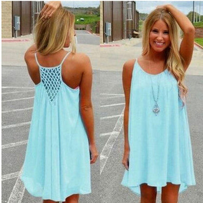 Sleeveless chiffon beach cover-up dress for women -3