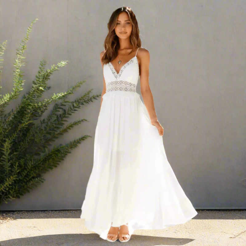 Relaxed casual boho midi dress for women -1