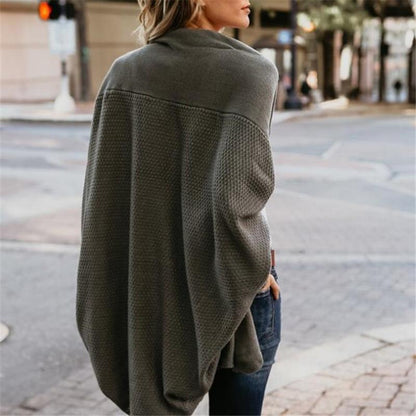 Relaxed batwing open-front knit cardigan for women -11