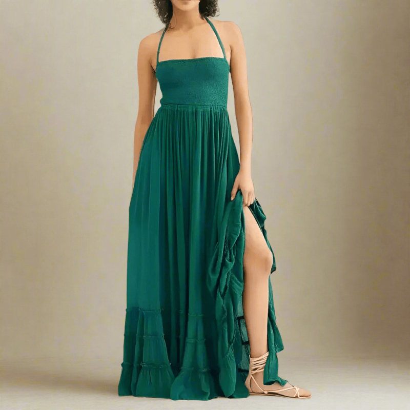 Bohemian backless halter maxi dress for women -7