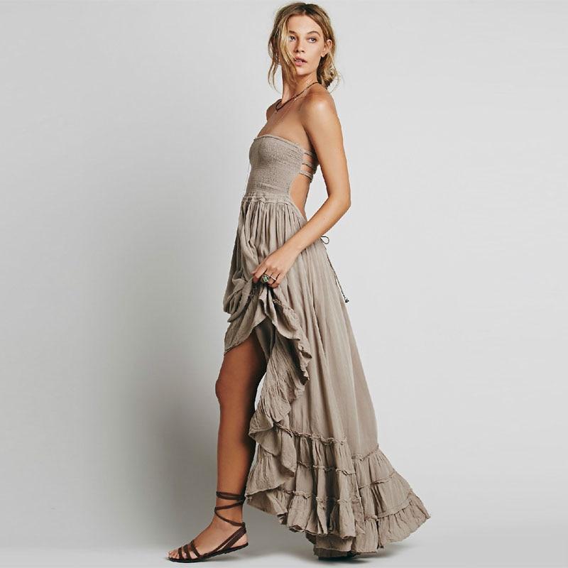Bohemian backless halter maxi dress for women -2