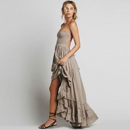 Bohemian backless halter maxi dress for women -2