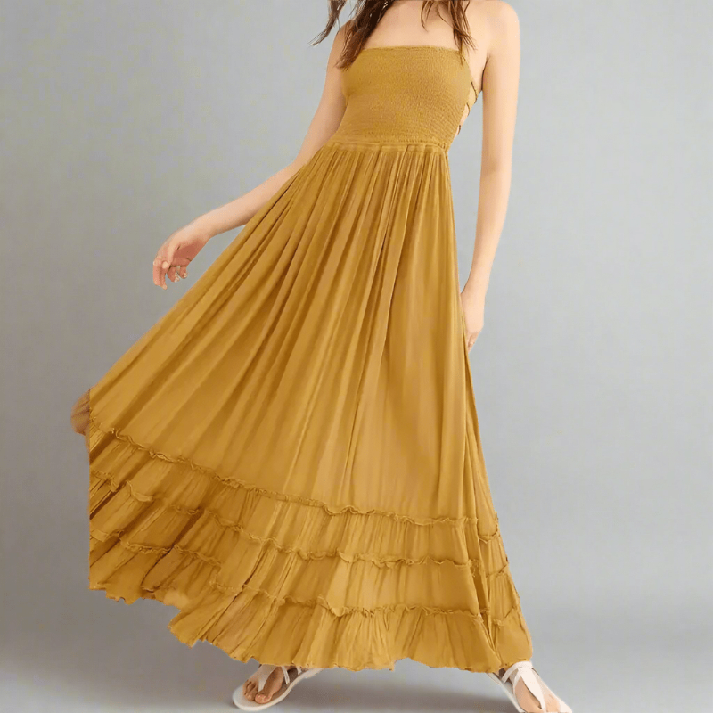 Bohemian backless halter maxi dress for women -6