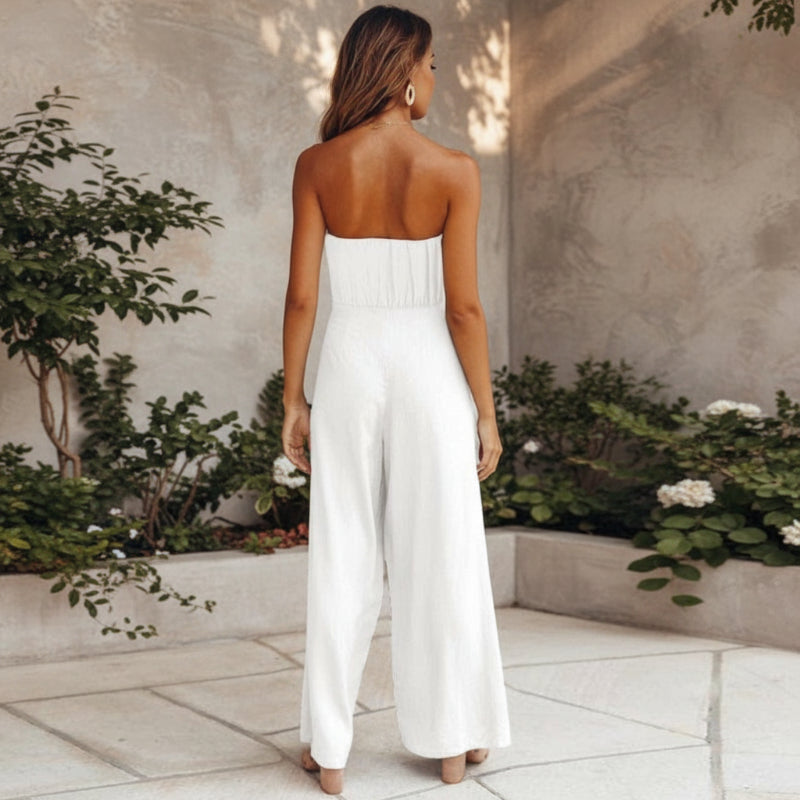 Casual backless sleeveless boho romper for women -5