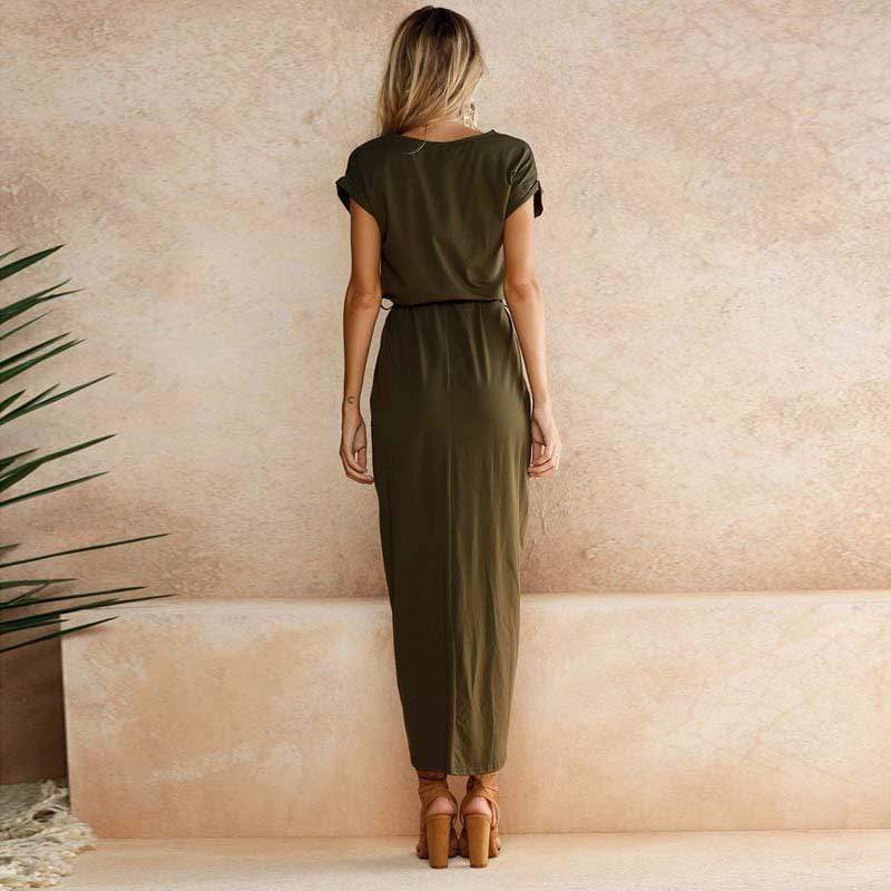 Elegant split-hem long maxi dress for women -5