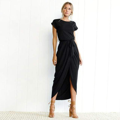 Elegant split-hem long maxi dress for women -4
