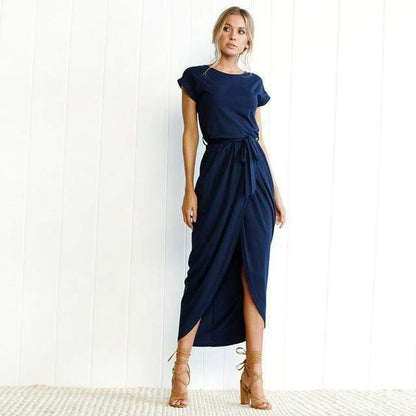 Elegant split-hem long maxi dress for women -1
