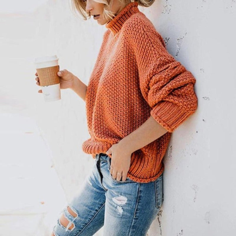Relaxed loose-fit knit pullover sweater for women -10