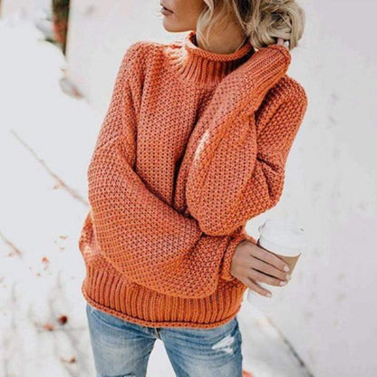 Relaxed loose-fit knit pullover sweater for women -1