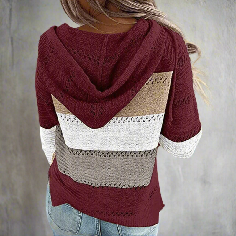 Relaxed patchwork boho pullover sweater for women -8