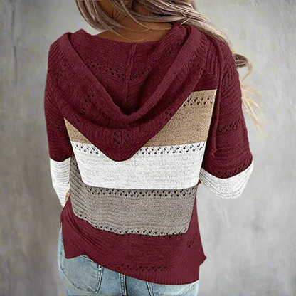 Relaxed patchwork boho pullover sweater for women -8