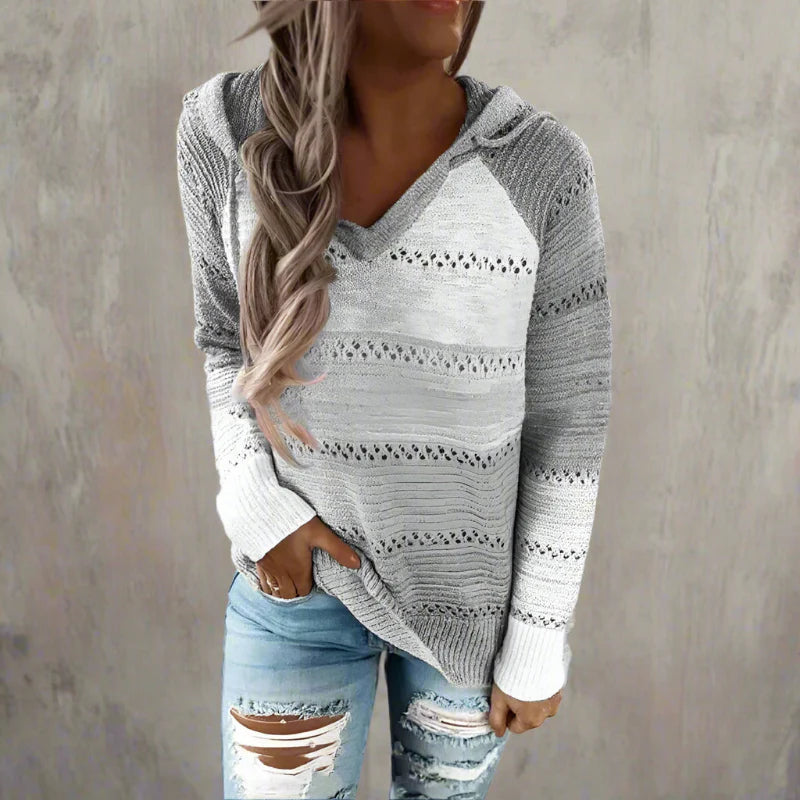 Relaxed patchwork boho pullover sweater for women -3