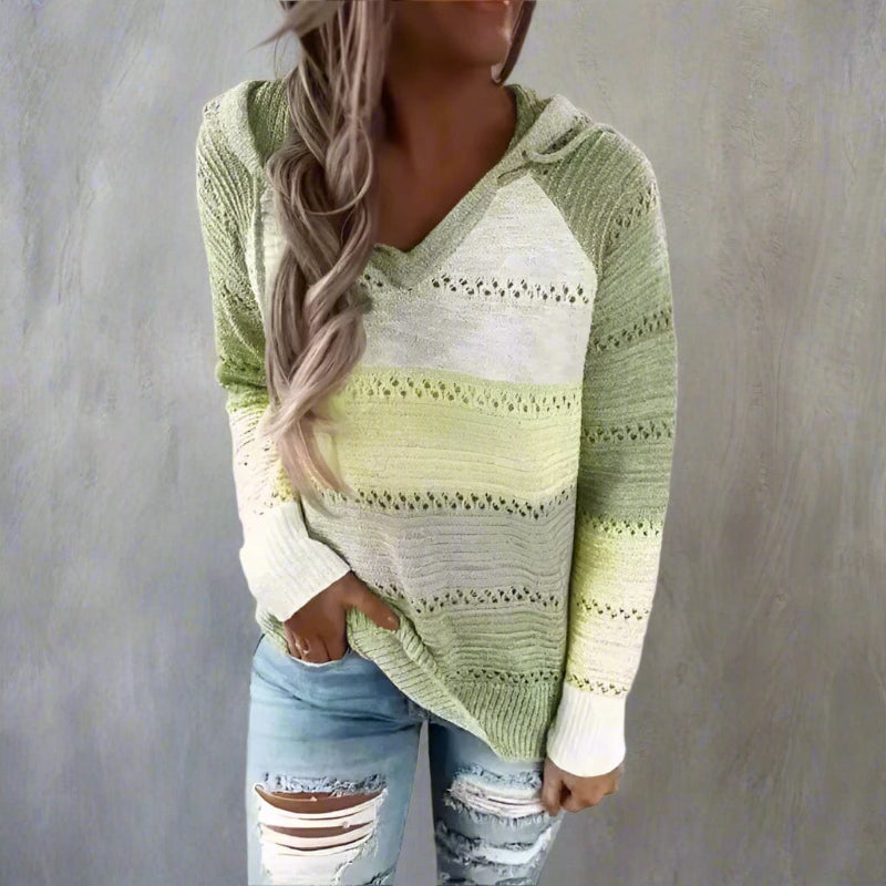 Relaxed patchwork boho pullover sweater for women -7
