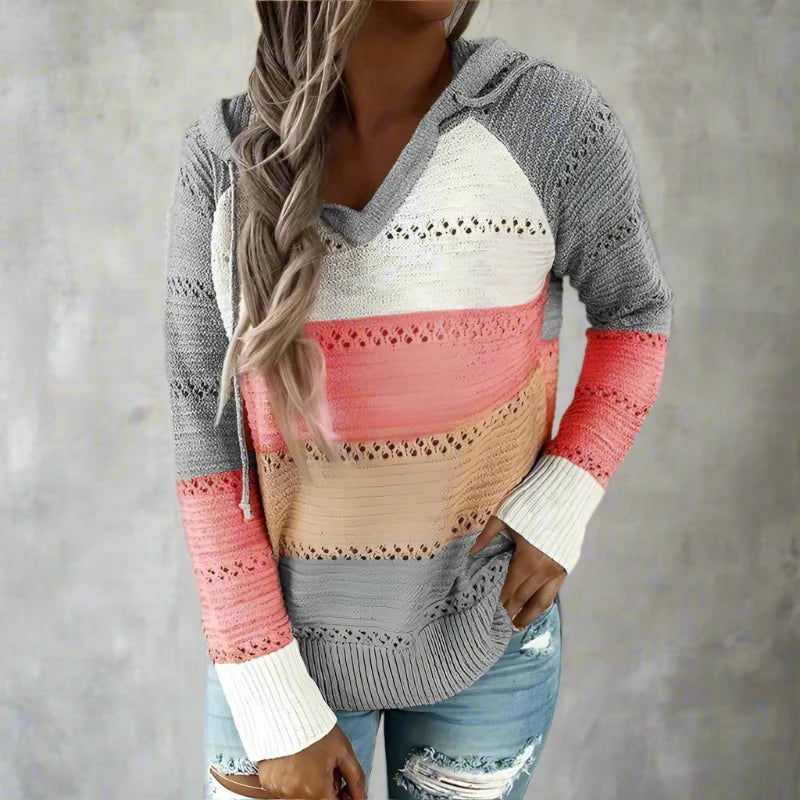Relaxed patchwork boho pullover sweater for women -4