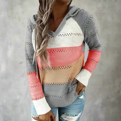 Relaxed patchwork boho pullover sweater for women -4