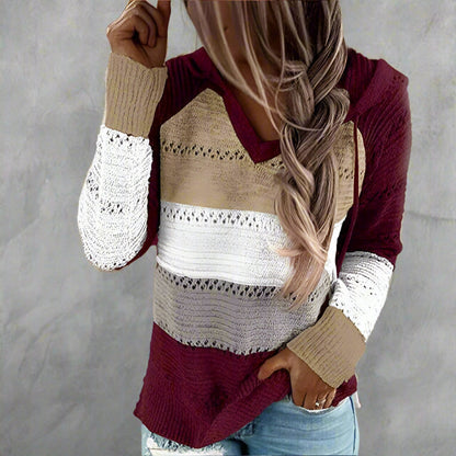 Relaxed patchwork boho pullover sweater for women -5
