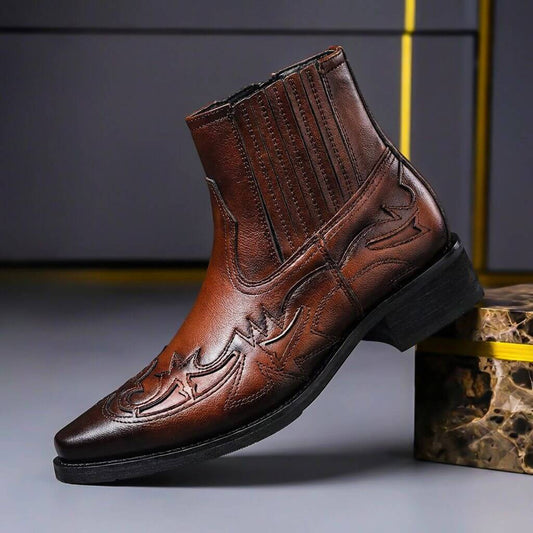 Handcrafted polished genuine leather boots for men | Hawkins -1