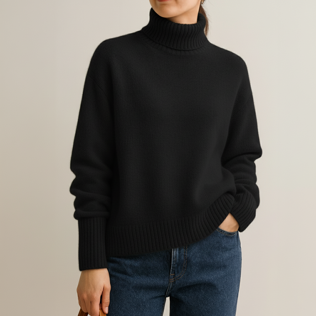 Soft high-neck oversized knit sweater for women | Casvian Élan