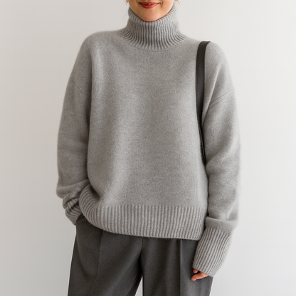 Soft high-neck oversized knit sweater for women | Casvian Élan