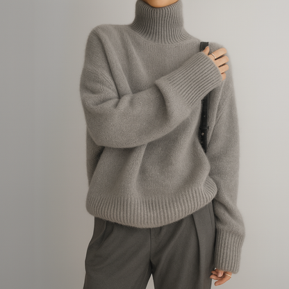 Soft high-neck oversized knit sweater for women | Casvian Élan