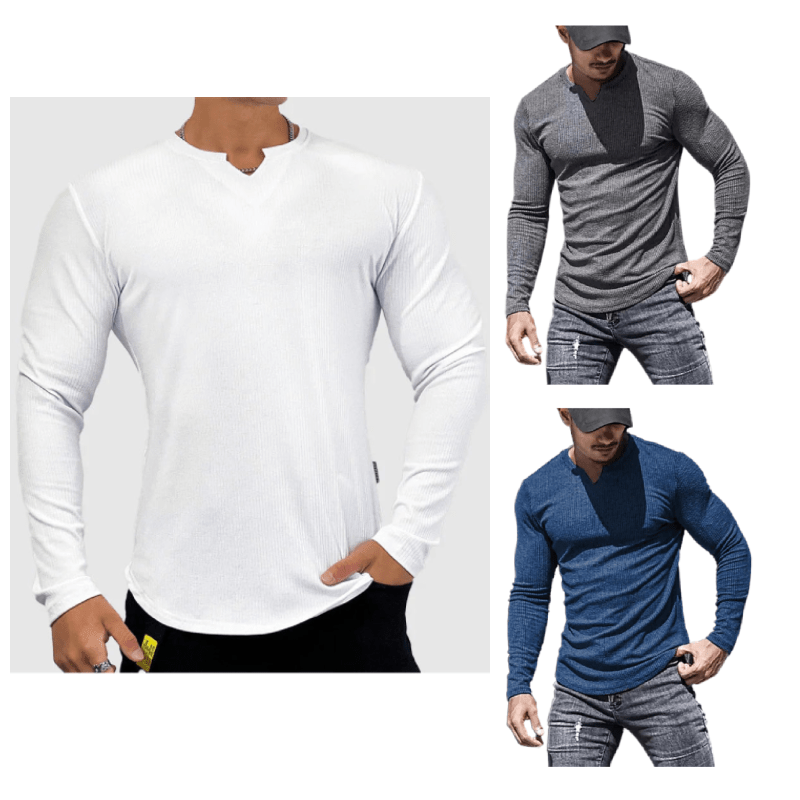 Long sleeve V-neck training shirt for men | Classic Era