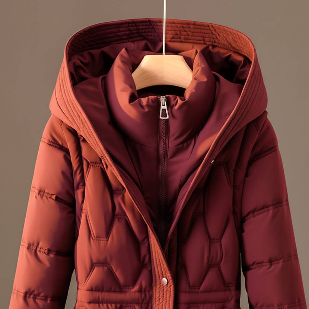 Warm lightweight hooded quilted coat for women | Lauren -6